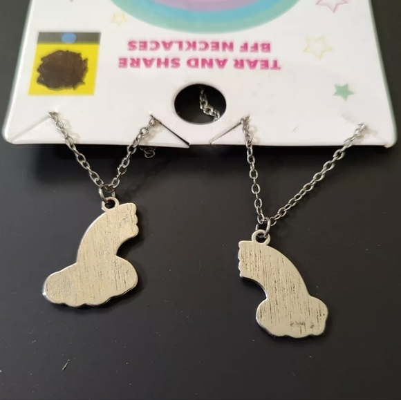 Tear & Share BFF Charm Necklace Best Friend 15"-17" Broken Rainbow Multicolored - Picture 5 of 5